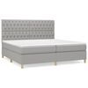vidaXL Pat box spring cu saltea, gri deschis, 200x200 cm, textil