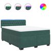 vidaXL Pat box spring cu saltea, verde &icirc;nchis, 140x200 cm, catifea