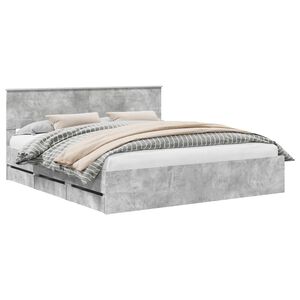 vidaXL Cadru de pat Gri din beton 200 x 200 cm Lemn Ingineresc