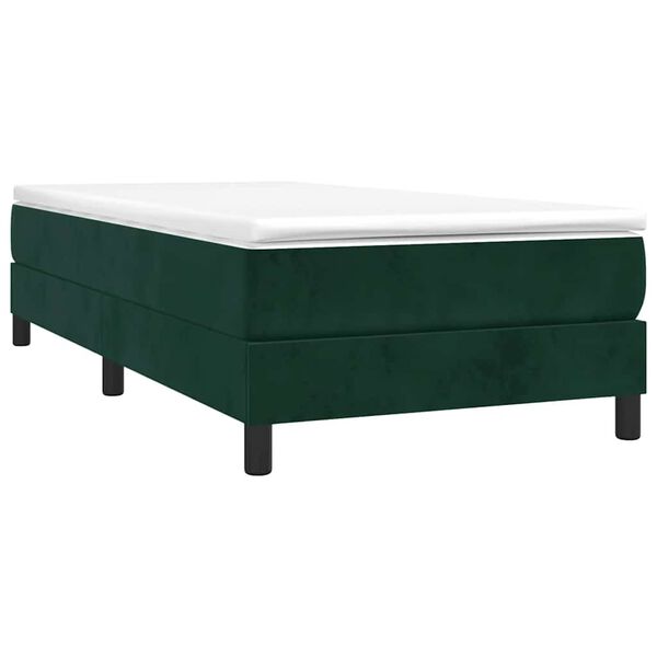 vidaXL Pat box spring cu saltea, verde &icirc;nchis, 80x200 cm, catifea