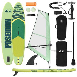 vidaXL Tablă SUP gonflabilă cu Vela POSEIDON 330 x 76 x 15 cm Verde