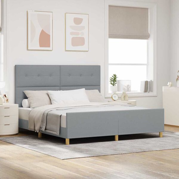 vidaXL Cadru de pat cu headboard Gri deschis 180 x 200 cm țesătură