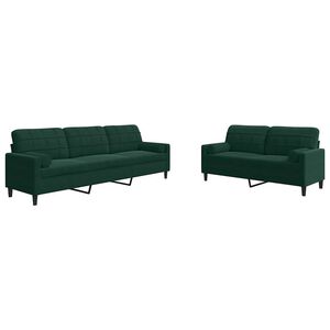 vidaXL Set canapele cu perne/rulouri, 2 piese, verde &icirc;nchis, catifea