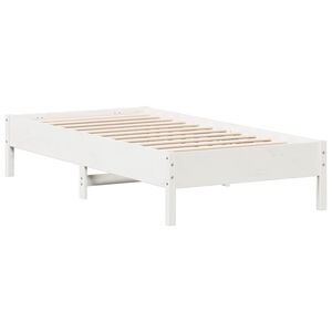 vidaXL Cadru de pat fără saltea, alb, 75x190 cm, lemn masiv de pin