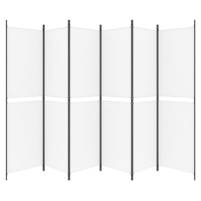 vidaXL Paravan de cameră cu 6 panouri, alb, 300x200 cm, textil
