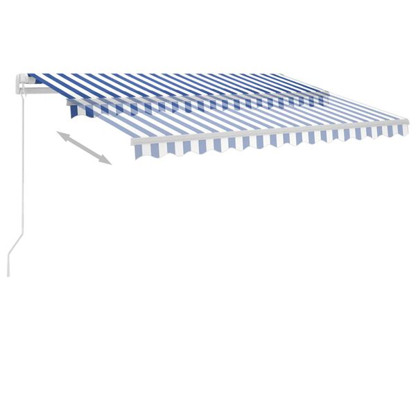 vidaXL Copertină retractabilă manual, albastru/alb, 300x250 cm
