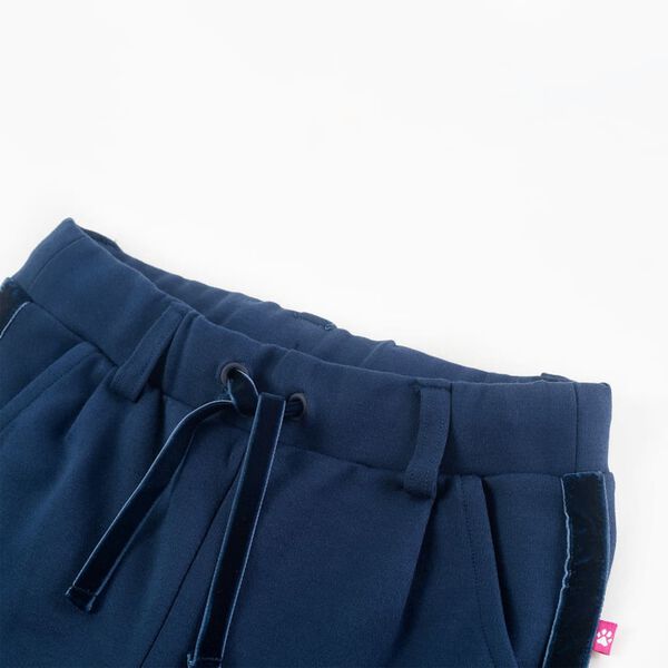 Pantaloni pentru copii cu ornamente negre, bleumarin, 140