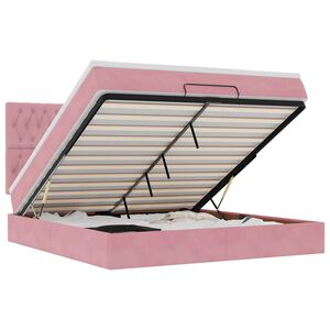 vidaXL Cadru de pat otoman cu saltele Roz 160x200cm catifea