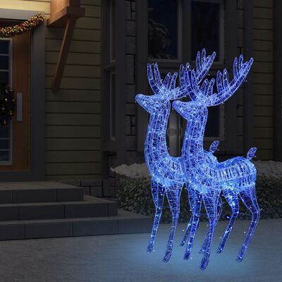 vidaXL Ren de Crăciun 250 LED-uri, 2 buc., albastru, 180 cm, acril XXL