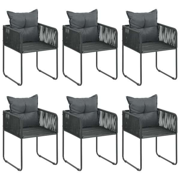 vidaXL Set mobilier de grădină, 7 piese, negru, ratan PVC