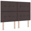 vidaXL Cadru de pat cu headboard Maro &icirc;nchis 140 x 200 cm țesătură