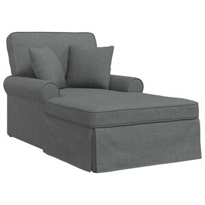 vidaXL Chaise Lounge cu fustă Gri &icirc;nchis 91 x 157 x 91 cm țesătură