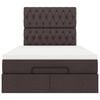 vidaXL Cadru de pat otoman cu saltea țesătură maro &icirc;nchis 120x200 cm
