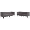 vidaXL Set canapele Chesterfield cu 2 locuri, gri, piele eco.