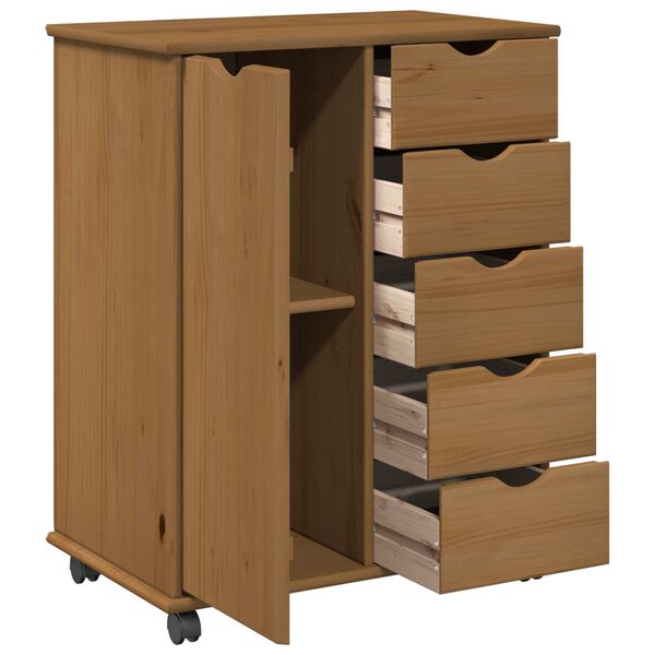 vidaXL Cabinet mobil Maro miere 63,5 x 39 x 79 cm Lemn de pin masiv