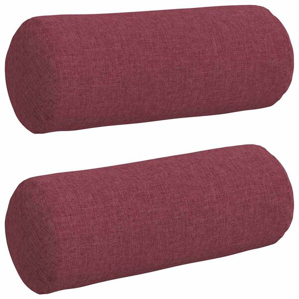 vidaXL Perne Bolster 2 pcs Roșu Vin Ø 15 x 40 cm țesătură