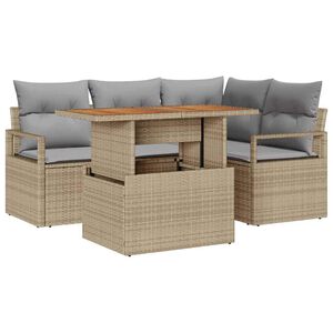 vidaXL Set de canapele pentru grădină 5 pcs Bej Rattan poli