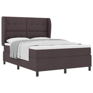 vidaXL Pat cu arcuri cu headboard Maro &icirc;nchis 140 x 200 cm țesătură