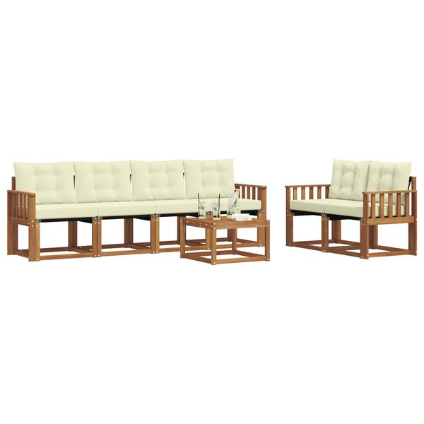 vidaXL Set de canapele de exterior cu pernă 7 pcs Natural și Crem