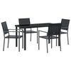 vidaXL Set de masă pentru grădină 5 buc. Negru Ratan PE