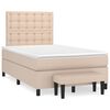 vidaXL Pat box spring cu saltea, cappuccino, 120x200cm piele ecologică