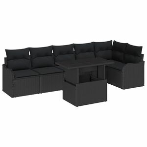 vidaXL Set de canapele pentru grădină 7 buc. Negru Poli Rattan