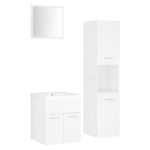 vidaXL Set mobilier de baie, alb, lemn prelucrat