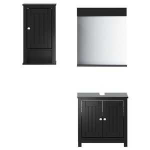 vidaXL Set mobilier baie, 3 piese, &bdquo;BERG&rdquo; , negru, lemn masiv de pin