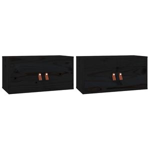 vidaXL Dulapuri de perete 2 buc. negru 60x30x30 cm lemn masiv de pin