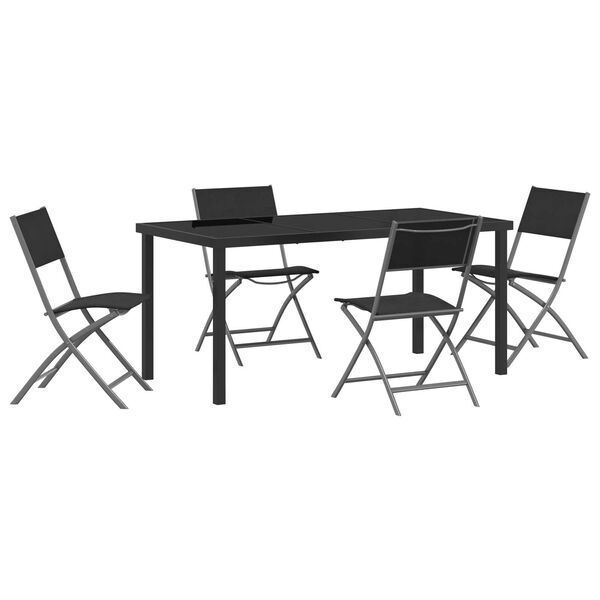 vidaXL Set de masă pentru grădină 5 pcs Negru
