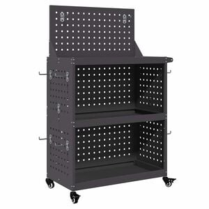 vidaXL Cărucior pentru unelte cu raft cu roata Negru 65 x 35 x 111 cm