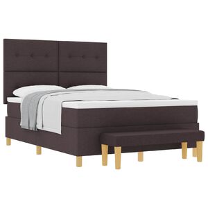 vidaXL Pat cu arcuri cu headboard Maro &icirc;nchis 200 x 160 cm țesătură