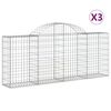 vidaXL Coșuri gabion arcuite 3 buc, 200x30x80/100cm, fier galvanizat
