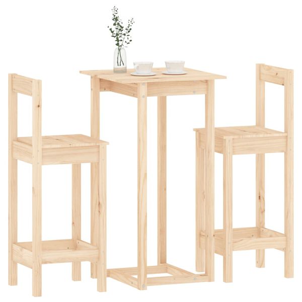 vidaXL Set mobilier de bar, 3 piese, lemn masiv de pin