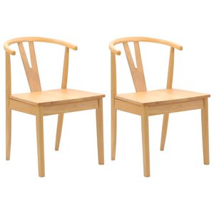 vidaXL Scaun de sufragerie 2 buc. Lemn Solid de Cauciuc natural