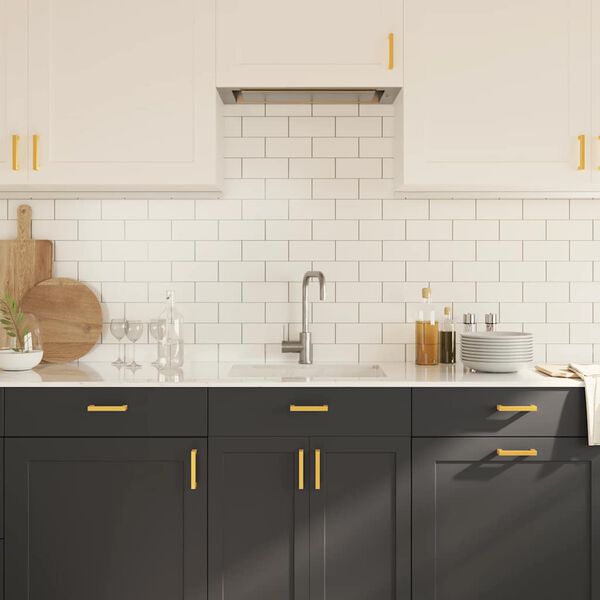 vidaXL M&acirc;nere de dulap, 10 buc., auriu, 96 mm, oțel inoxidabil