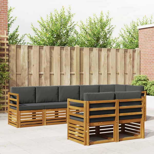 vidaXL Seturi de canapele cu pernă 8 pcs Natural și Antracit