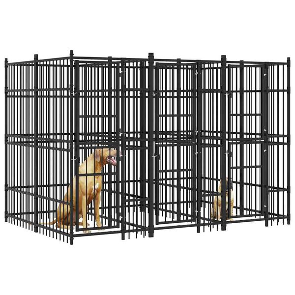 vidaXL Padoc pentru c&acirc;ini de exterior, 5,53 m&sup2;, oțel