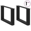 vidaXL Picioare pentru măsuță de cafea &icirc;n formă de U, 2 buc., negru, 50x(30-31) cm, oțel