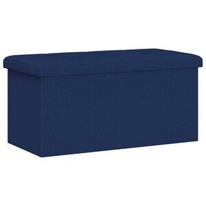 vidaXL Bancă de depozitare pliabilă, albastru, imitație de p&acirc;nză