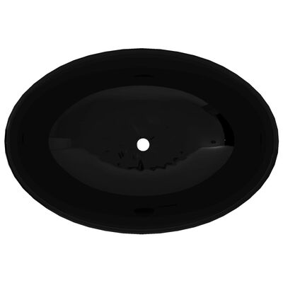 vidaXL Chiuvetă ovală, negru, 40 x 33 cm, ceramică de lux