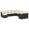 vidaXL Set canapele de grădină cu perne, 11 piese, negru, poliratan
