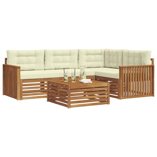 vidaXL Set de canapele de exterior cu pernă 5 pcs Natural și Crem