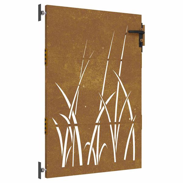 vidaXL Poartă de grădină 85x150 cm, oțel corten, design cu iarbă