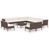 vidaXL Set mobilier de grădină cu perne, 14 piese, maro, poliratan