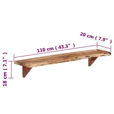 vidaXL Rafturi de perete, 2 buc., 110x20x18 cm, lemn masiv de acacia