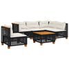 vidaXL Set mobilier de grădină cu perne, 6 piese, negru, poliratan