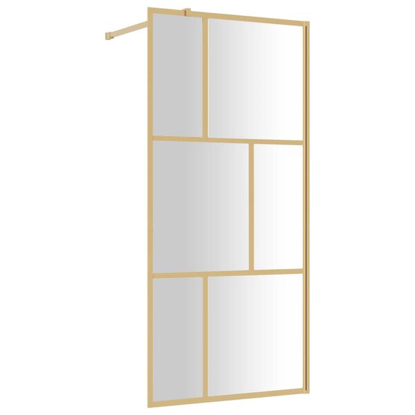 vidaXL Paravan de duș walk-in auriu, 90x195 cm sticlă ESG transparentă