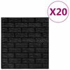 vidaXL Tapet de perete autocolant 3D, 20 buc., negru