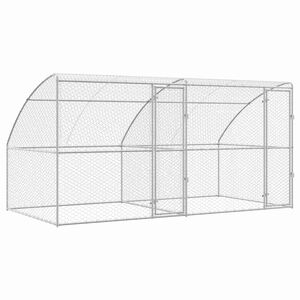 vidaXL Cușcă pentru c&acirc;ini 2 pcs Argintiu 4 x 2 x 2 m Oțel galvanizat